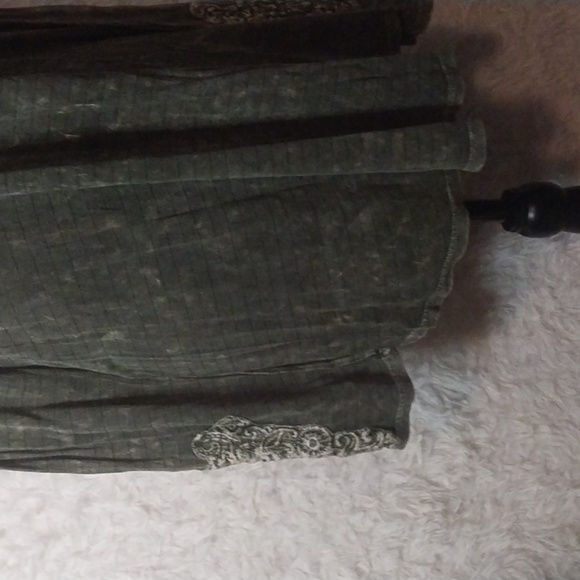 Soft Surroundings Tunic Top Blouse Cotton Boho Embroidered Gray Long Sleeve - Picture 3 of 8